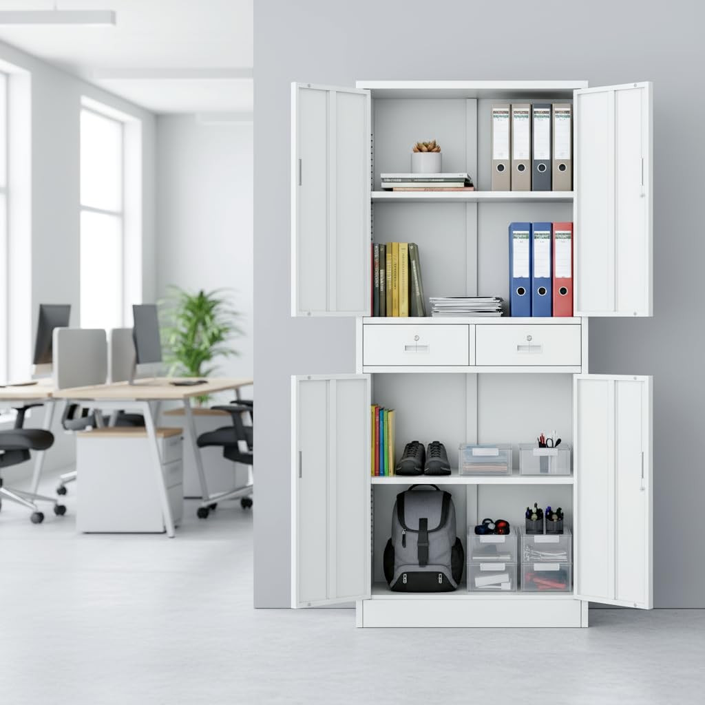 Metal Storage Cabinet with Adjustable Shelves and Drawers V834