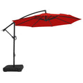 10ft Orange Red Offset Cantilever Patio Umbrella with Base S602166