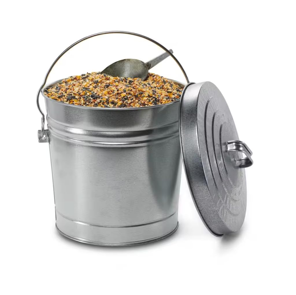 6 Gallon Galvanized Steel Round Trash Can with Locking Lid H5431