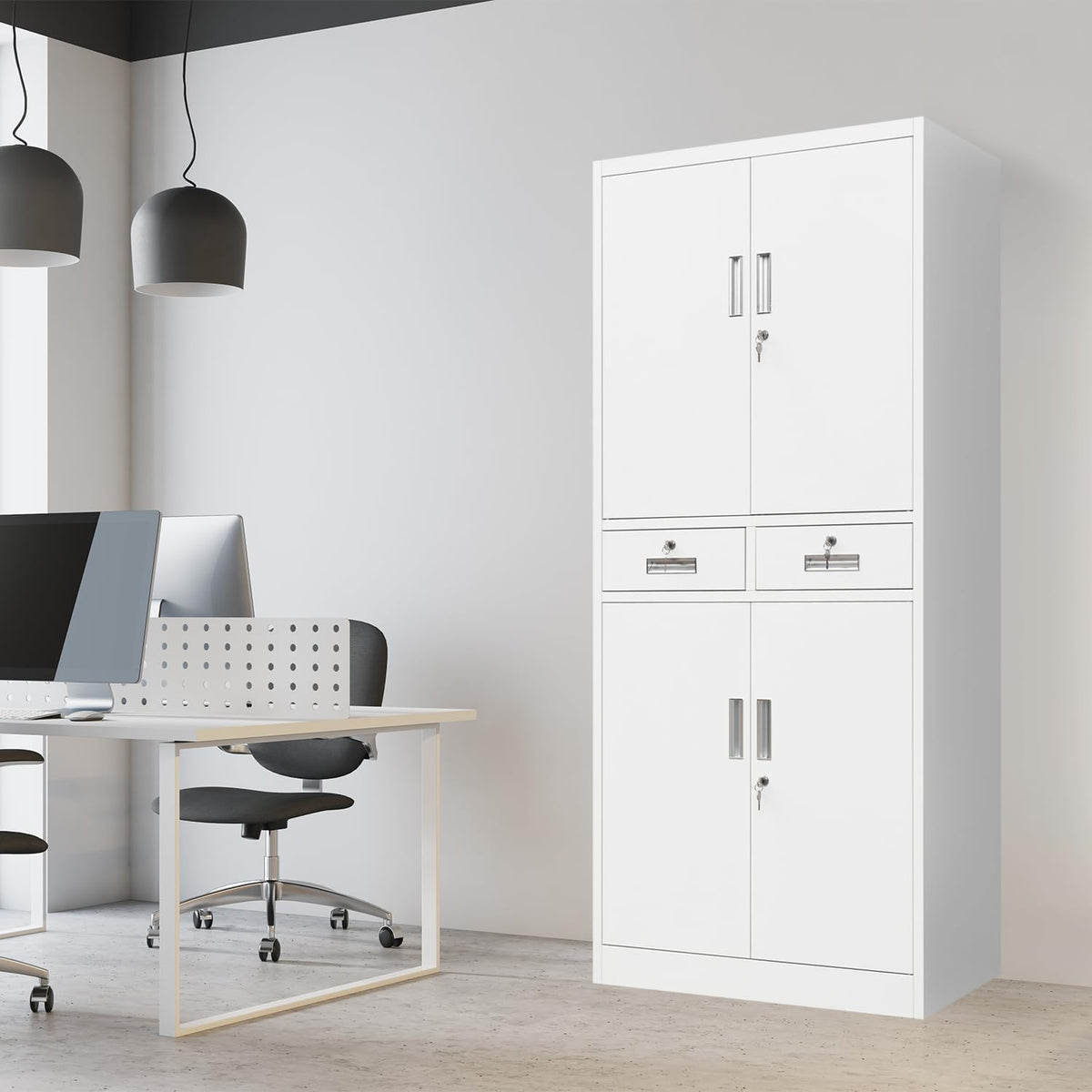 Metal Storage Cabinet with Adjustable Shelves and Drawers V834