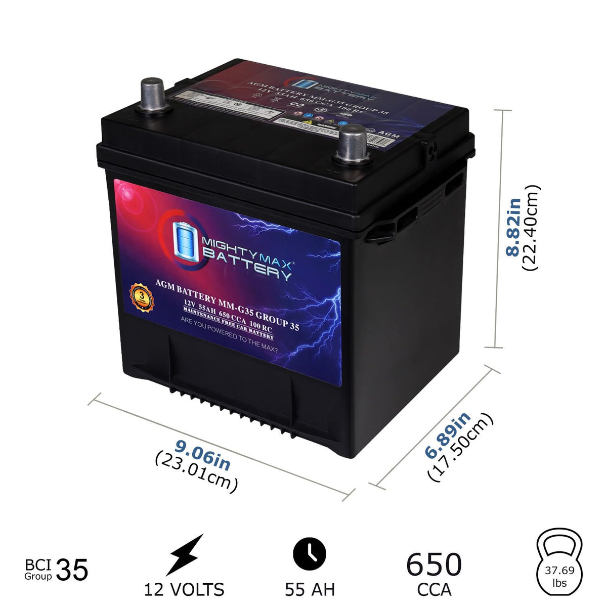 12V 55Ah AGM Replacement Battery E6783