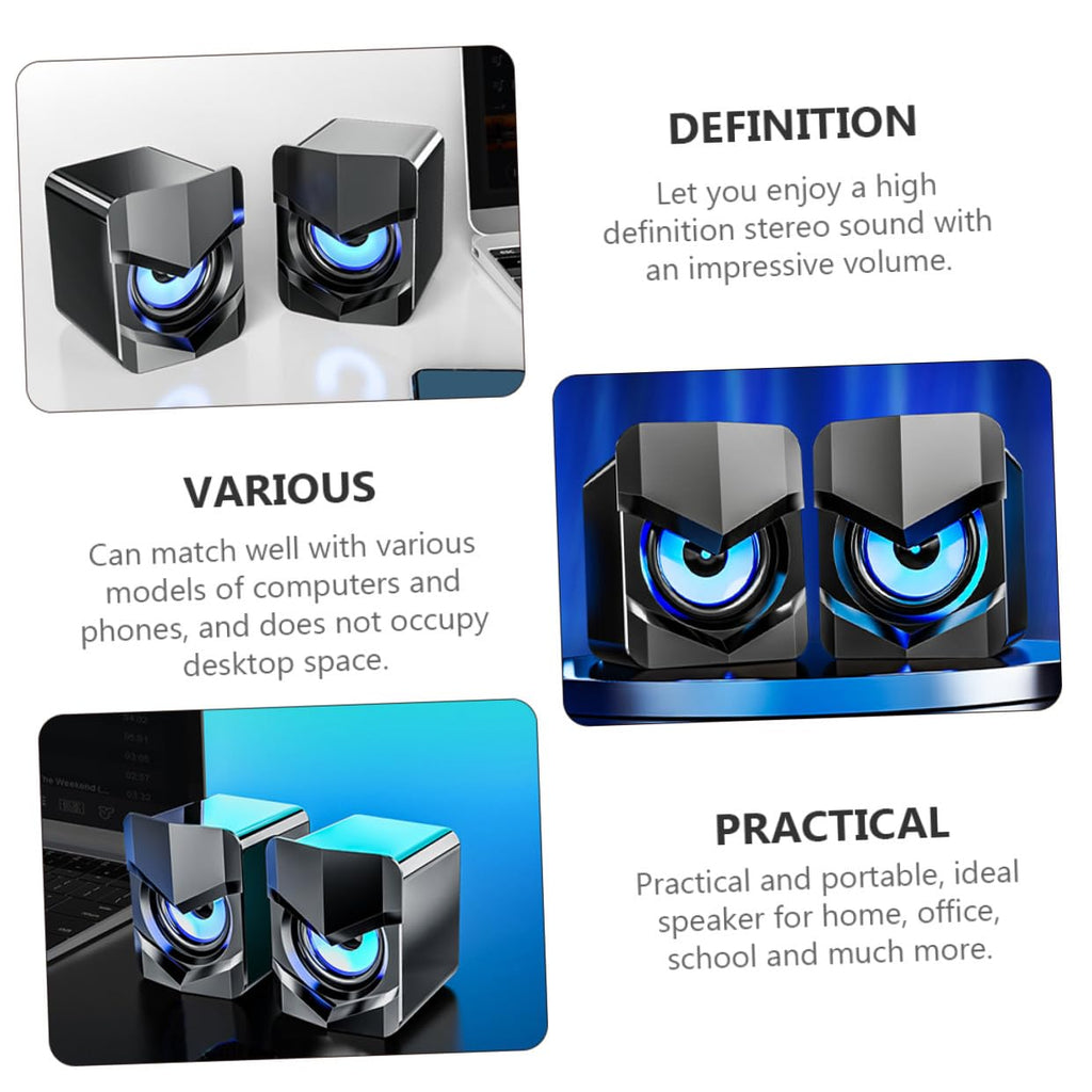 2 Pack USB Powered Black Computer Speakers P9627