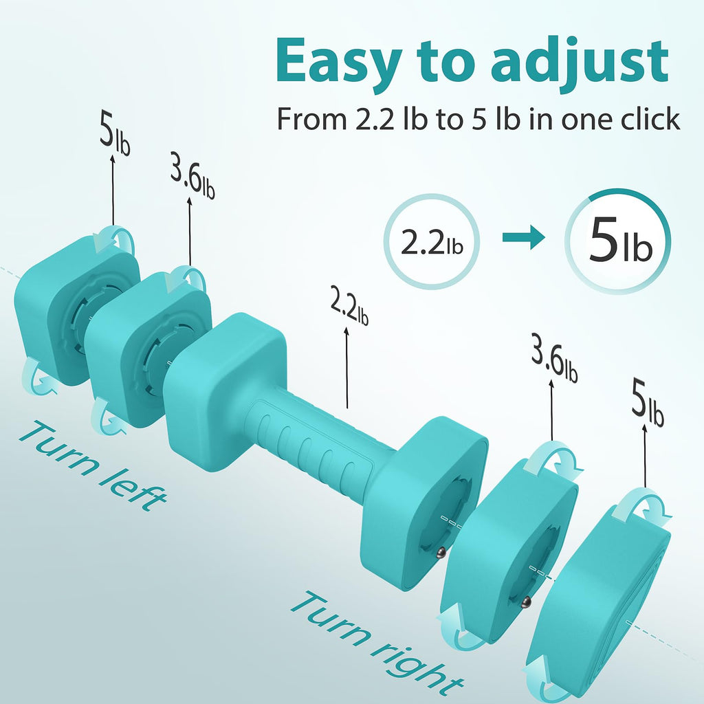 Adjustable Dumbbell Set of 2, 2.2-20LB Free Weights with Anti-slip Handle A34503