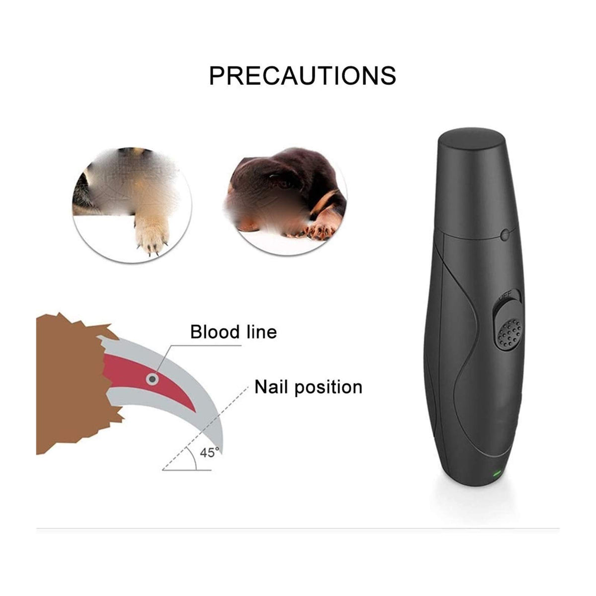 Dog Nail Grinder Clipper Rechargeable Electric Pet Nail Trimmer N276