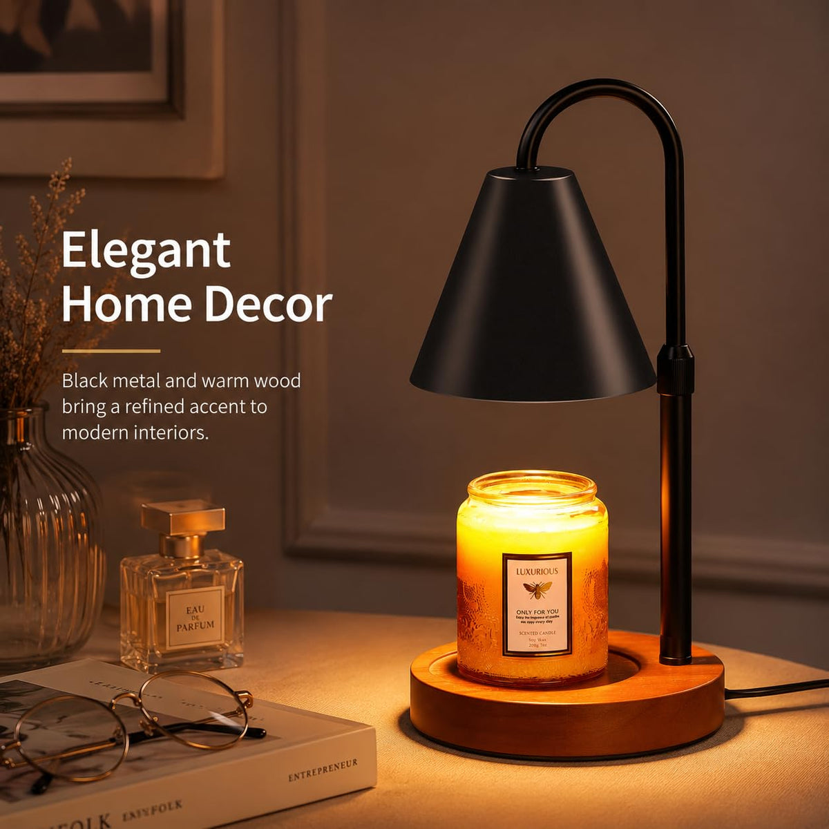Flameless Candle Warmer Lamp with Timer and Dimmer F7458