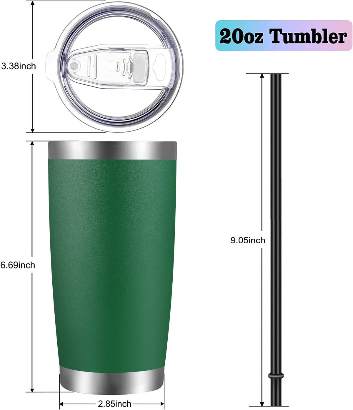 20oz Stainless Steel Insulated Tumbler with Lid and Straw V621