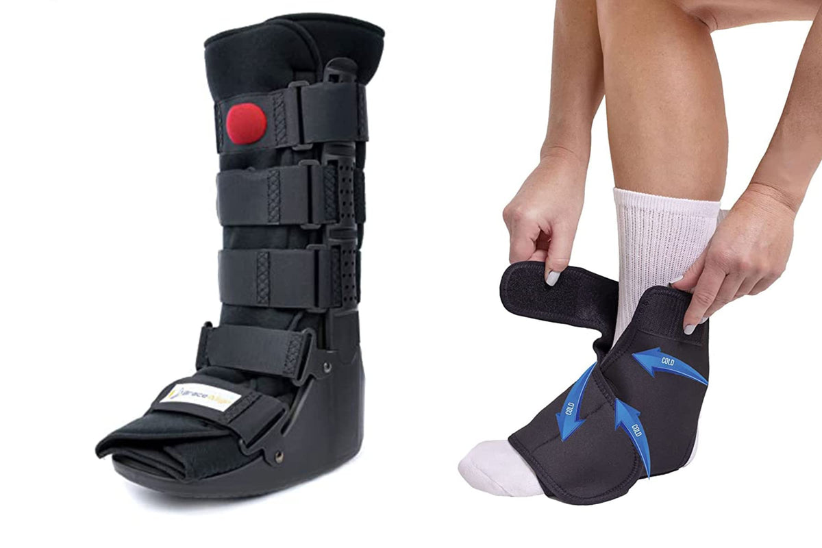 Tall CAM Walker Boot + Ankle & Foot Ice Pack Cold Wrap I92436