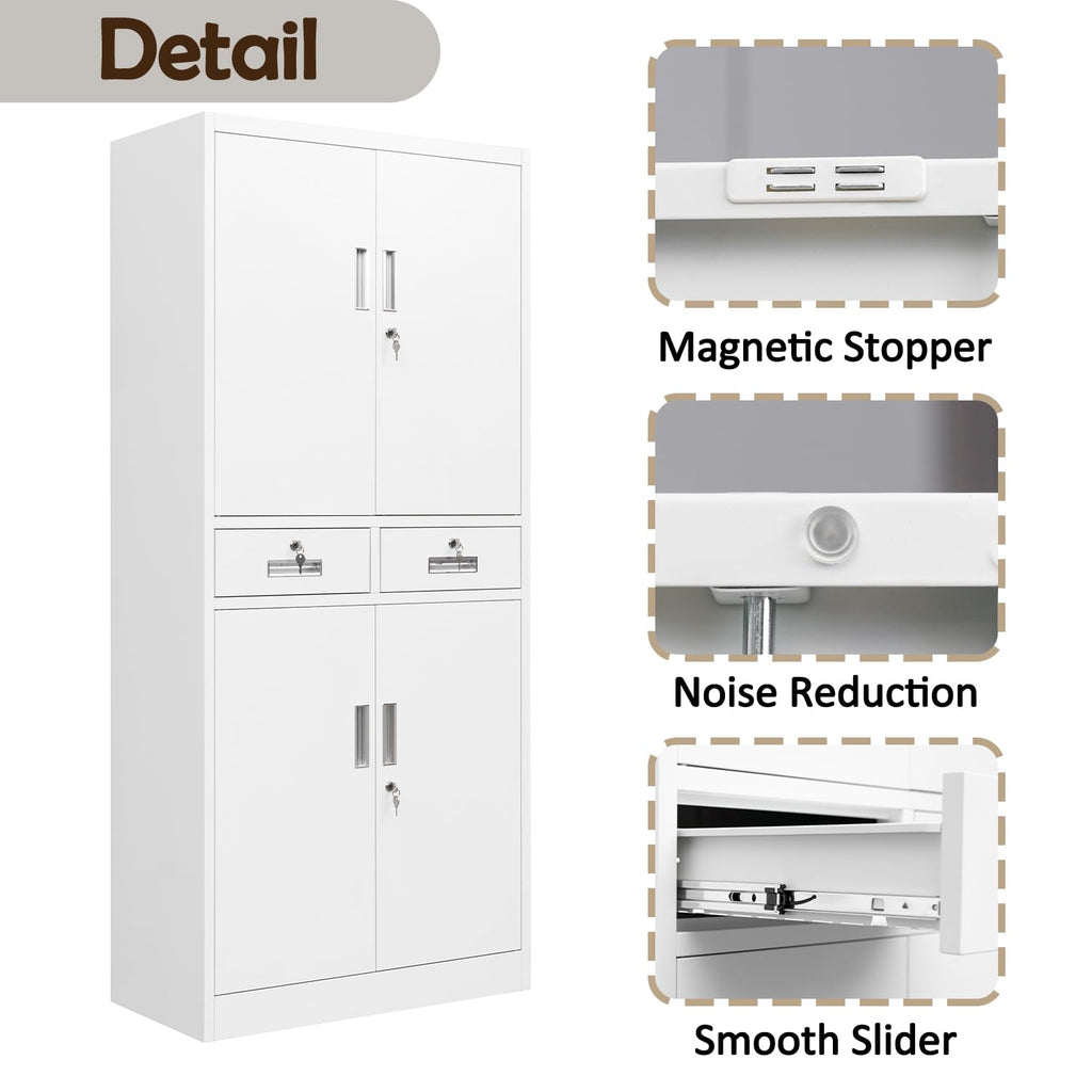 Metal Storage Cabinet with Adjustable Shelves and Drawers V834