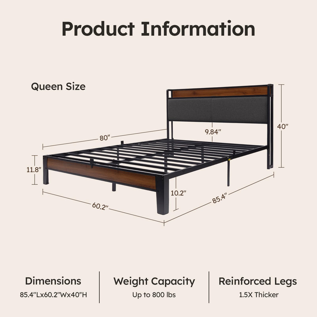 Queen Size Bed Frame with Storage Headboard K507327