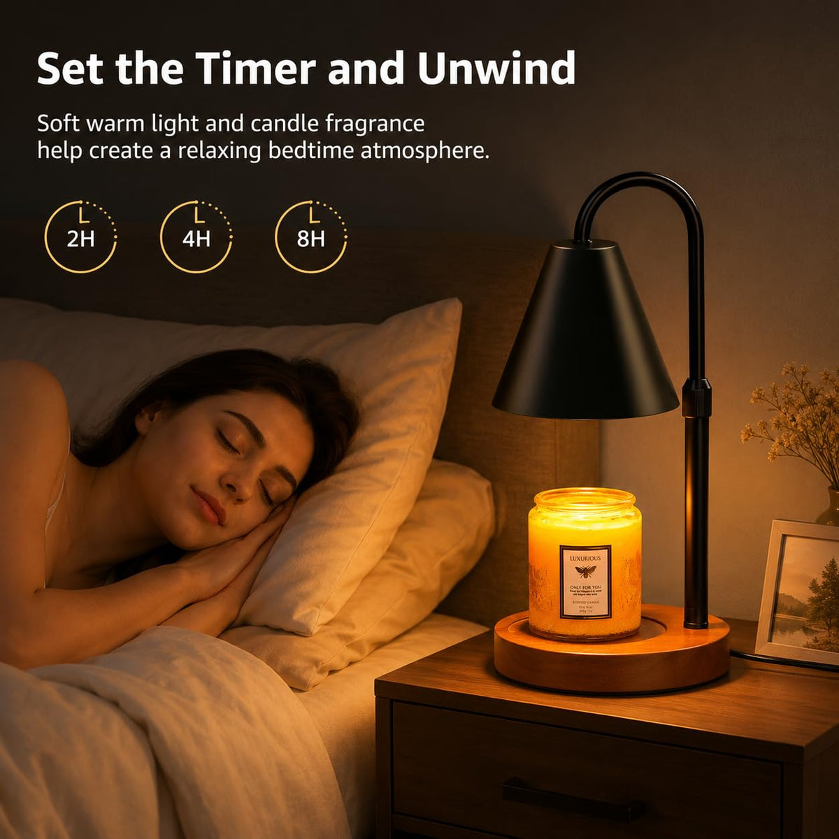 Flameless Candle Warmer Lamp with Timer and Dimmer F7458