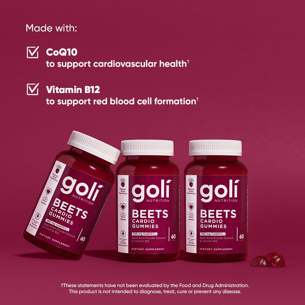 Beets Cardio Gummy 60 Count CoQ10 Beet Root Extract Vegan Gluten-Free E43779