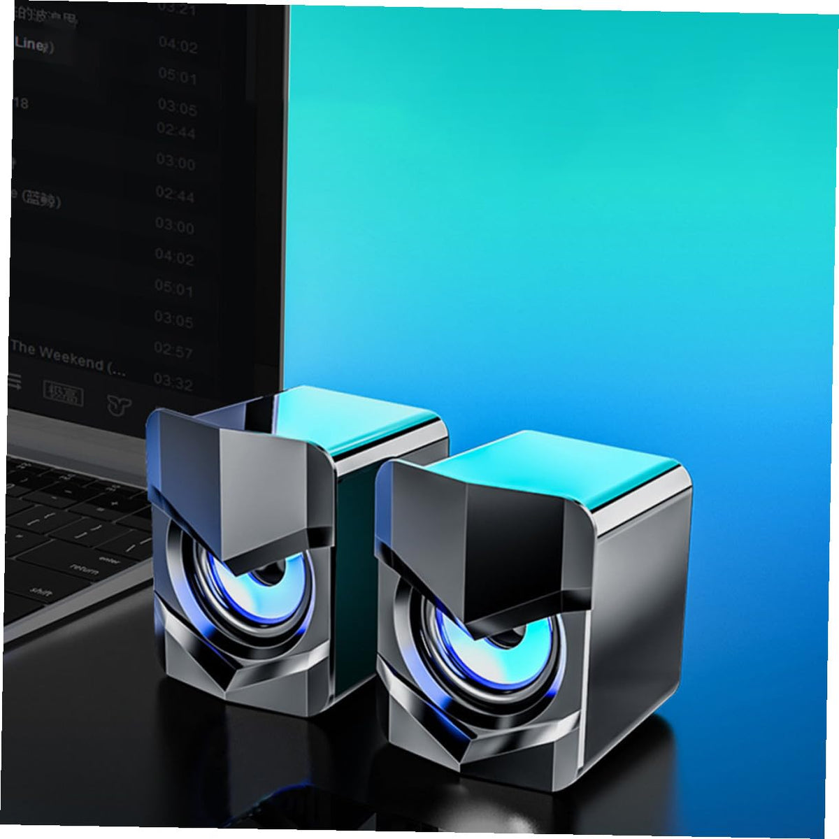 2 Pack USB Powered Black Computer Speakers P9627