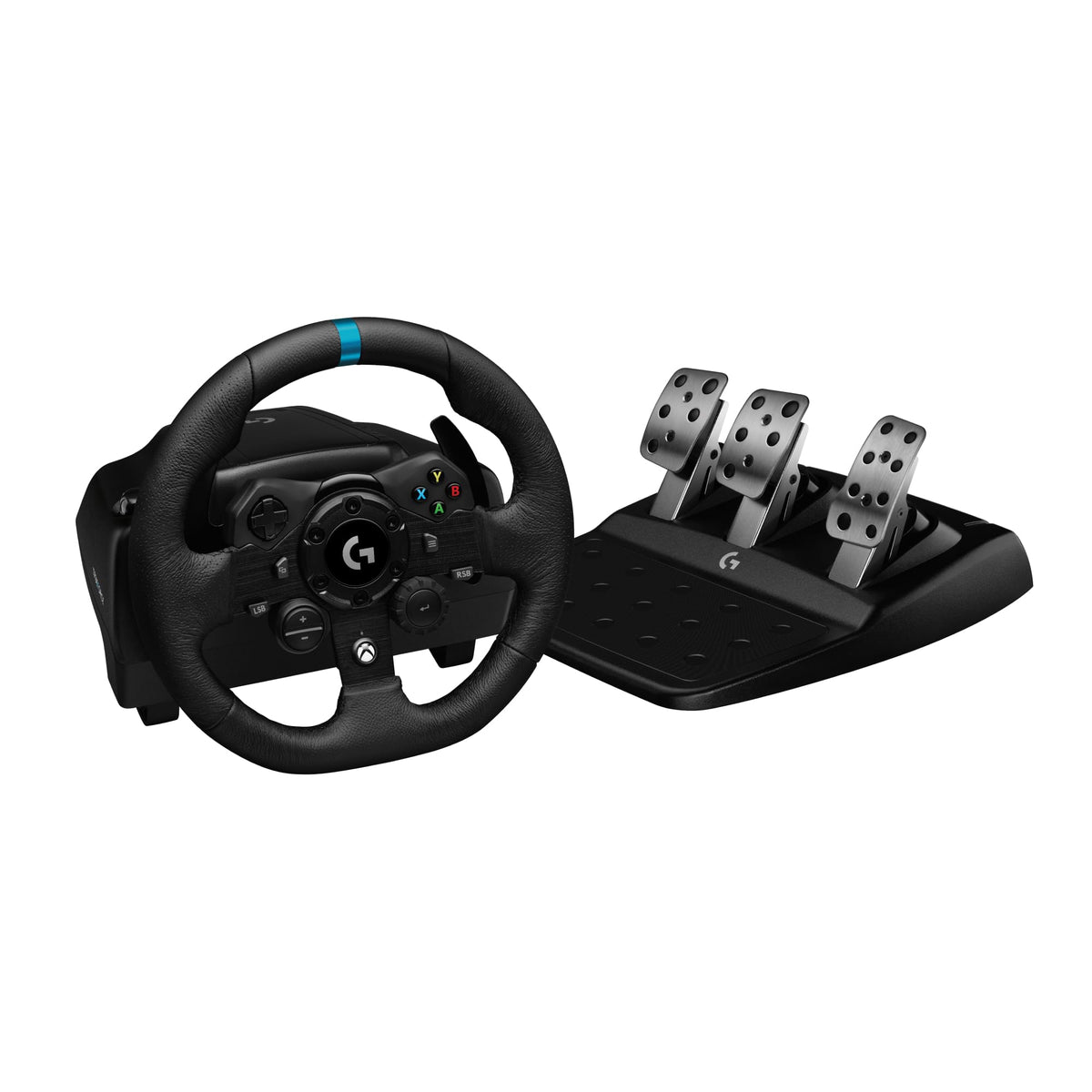 Racing Wheel and Pedals with Force Feedback and Leather Wheel Cover N345