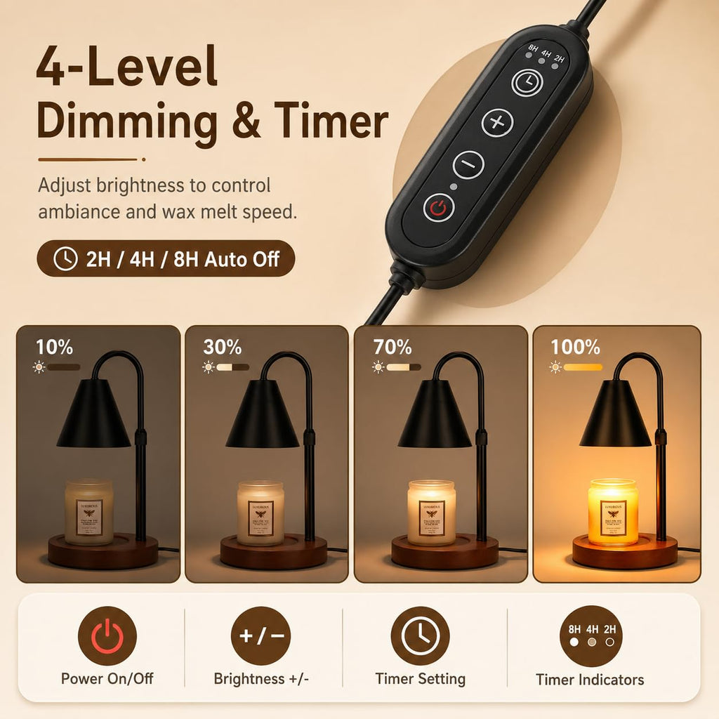 Flameless Candle Warmer Lamp with Timer and Dimmer F7458