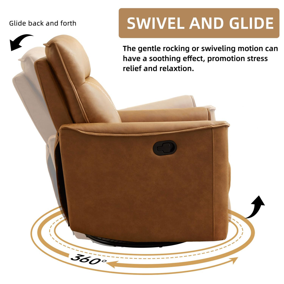 Brown Leathaire Swivel Rocker Recliner E644