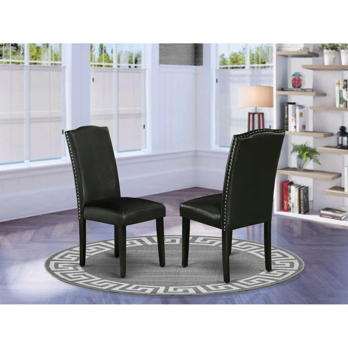 Black Faux Leather Dining Chairs Set of 2 G348366