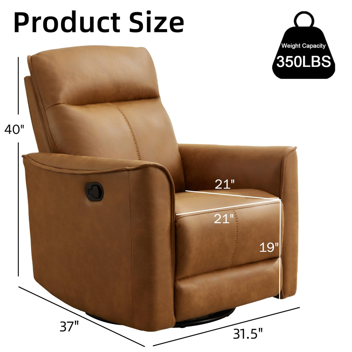 Brown Leathaire Swivel Rocker Recliner E644