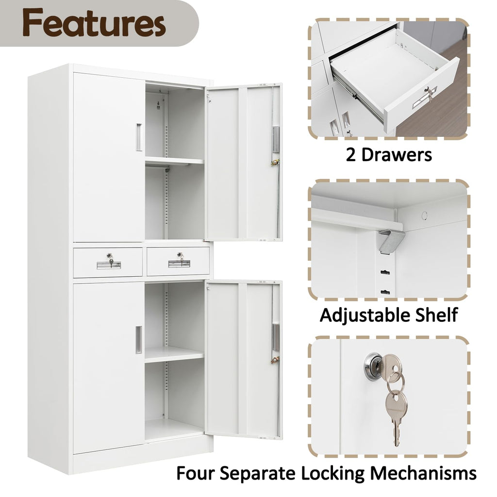 Metal Storage Cabinet with Adjustable Shelves and Drawers V834