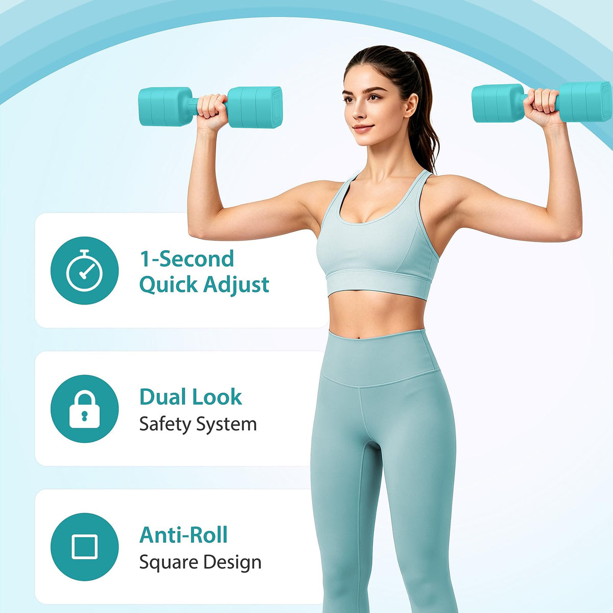 Adjustable Dumbbell Set of 2, 2.2-20LB Free Weights with Anti-slip Handle A34503