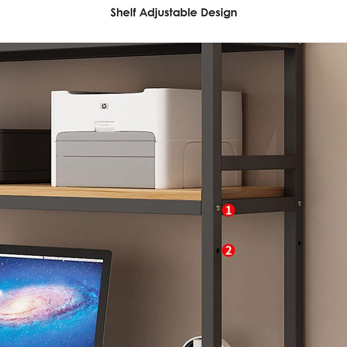 Adjustable Wood and Metal Desktop Bookshelf V3645