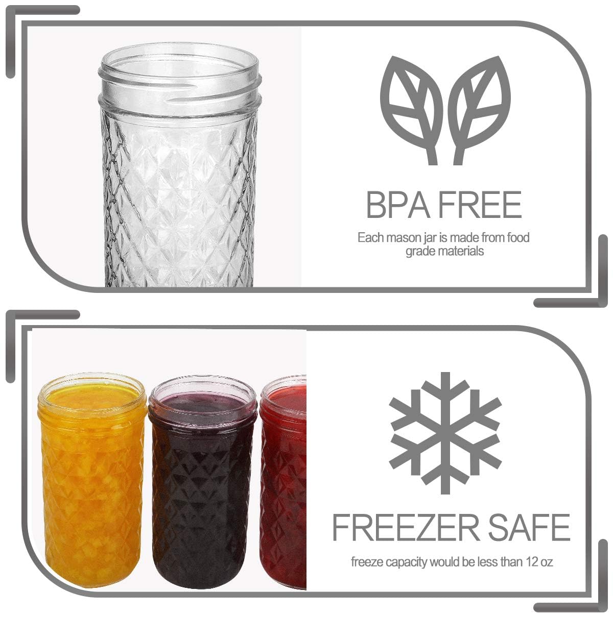 15 Pack 12 oz Mason Jars with Lids P429
