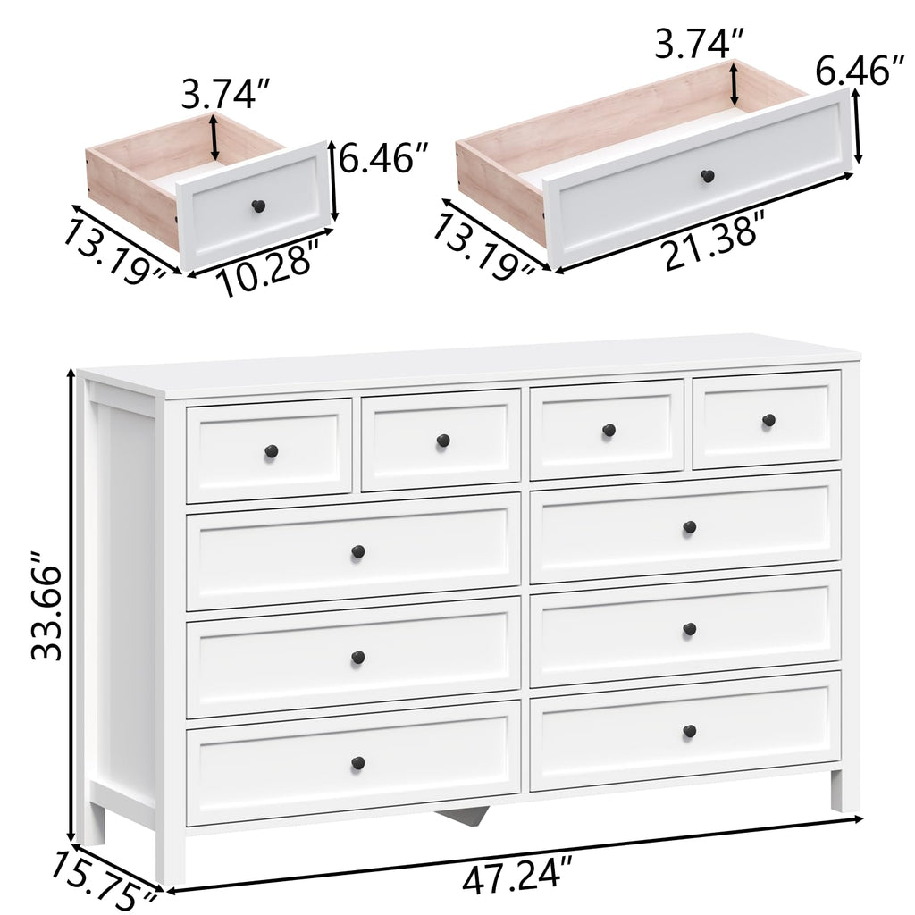 White 10 Drawers Dresser Y767011