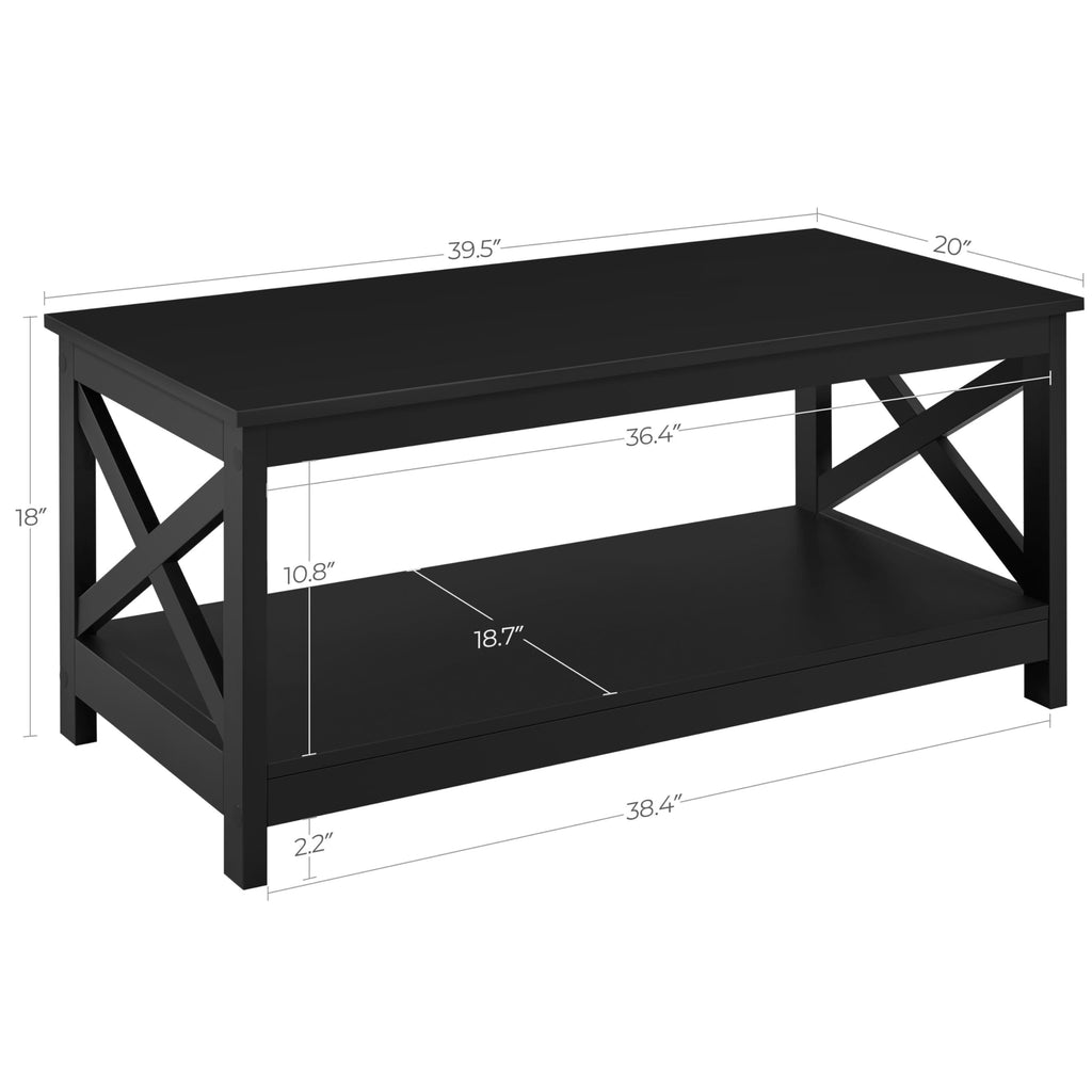 Black Coffee Table with Storage Shelf A953