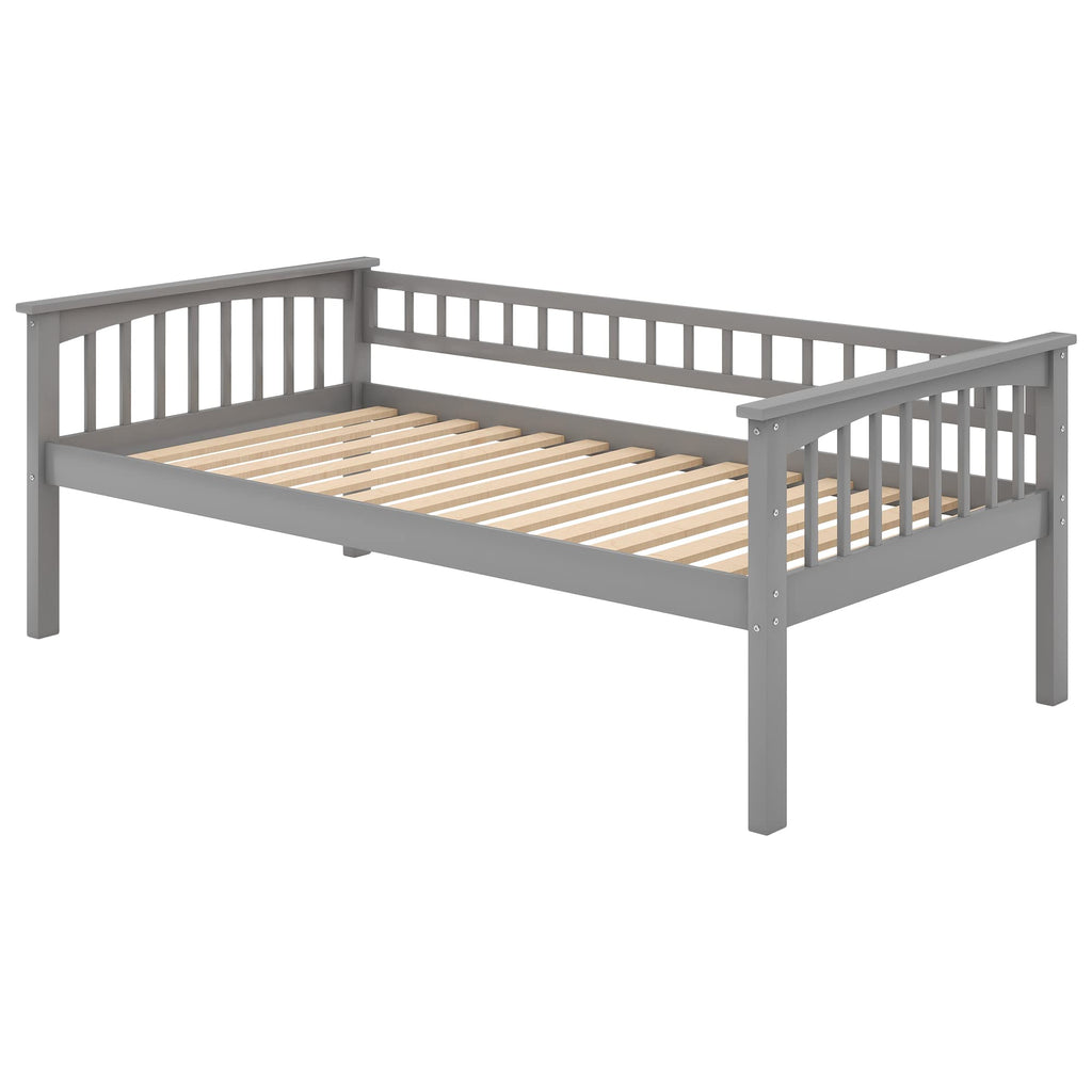 Grey Convertible Wood Twin-Over-Twin Bunk Bed with Storage Drawers and Ladder T538
