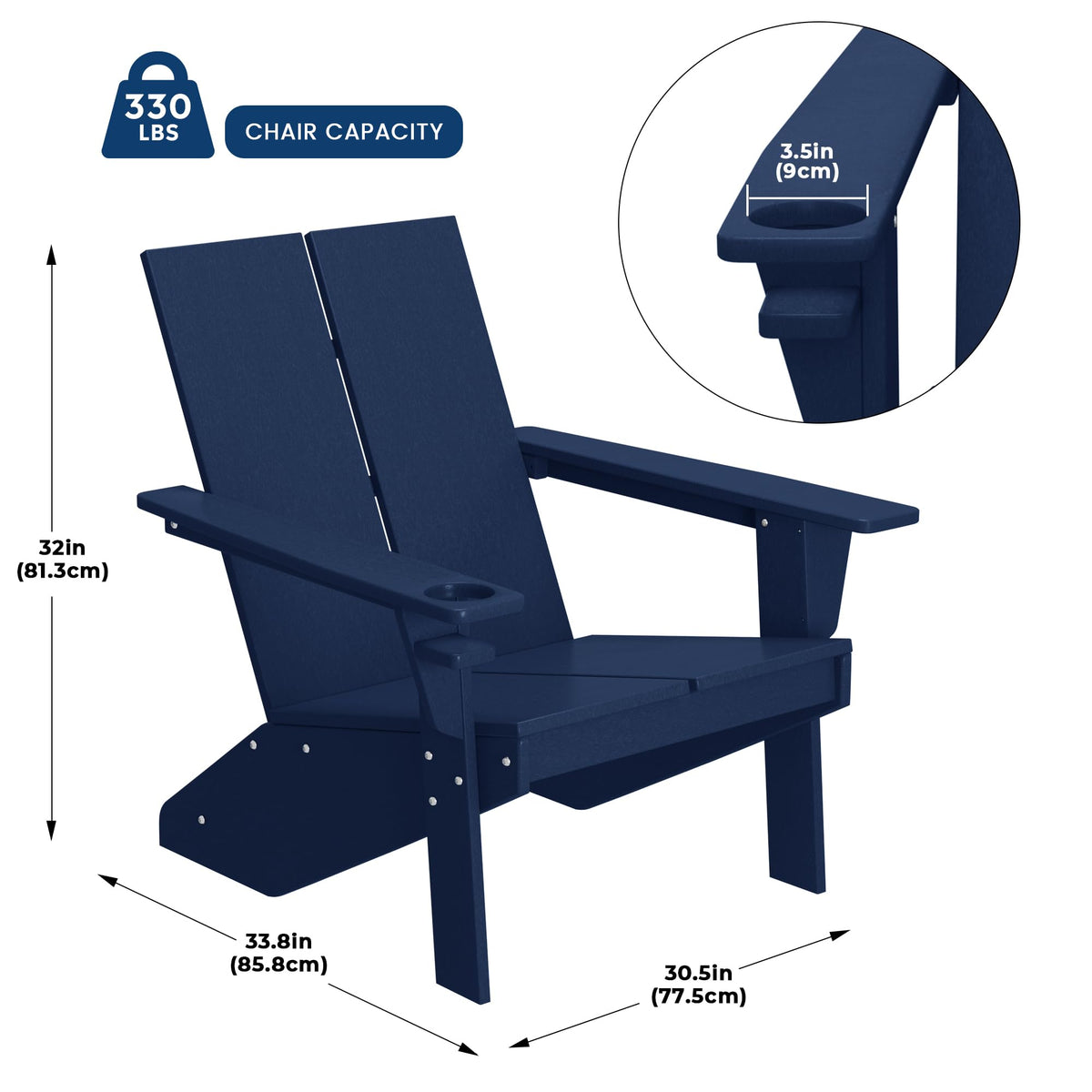 Navy Blue HDPE Outdoor Chair Set of 2 H47879