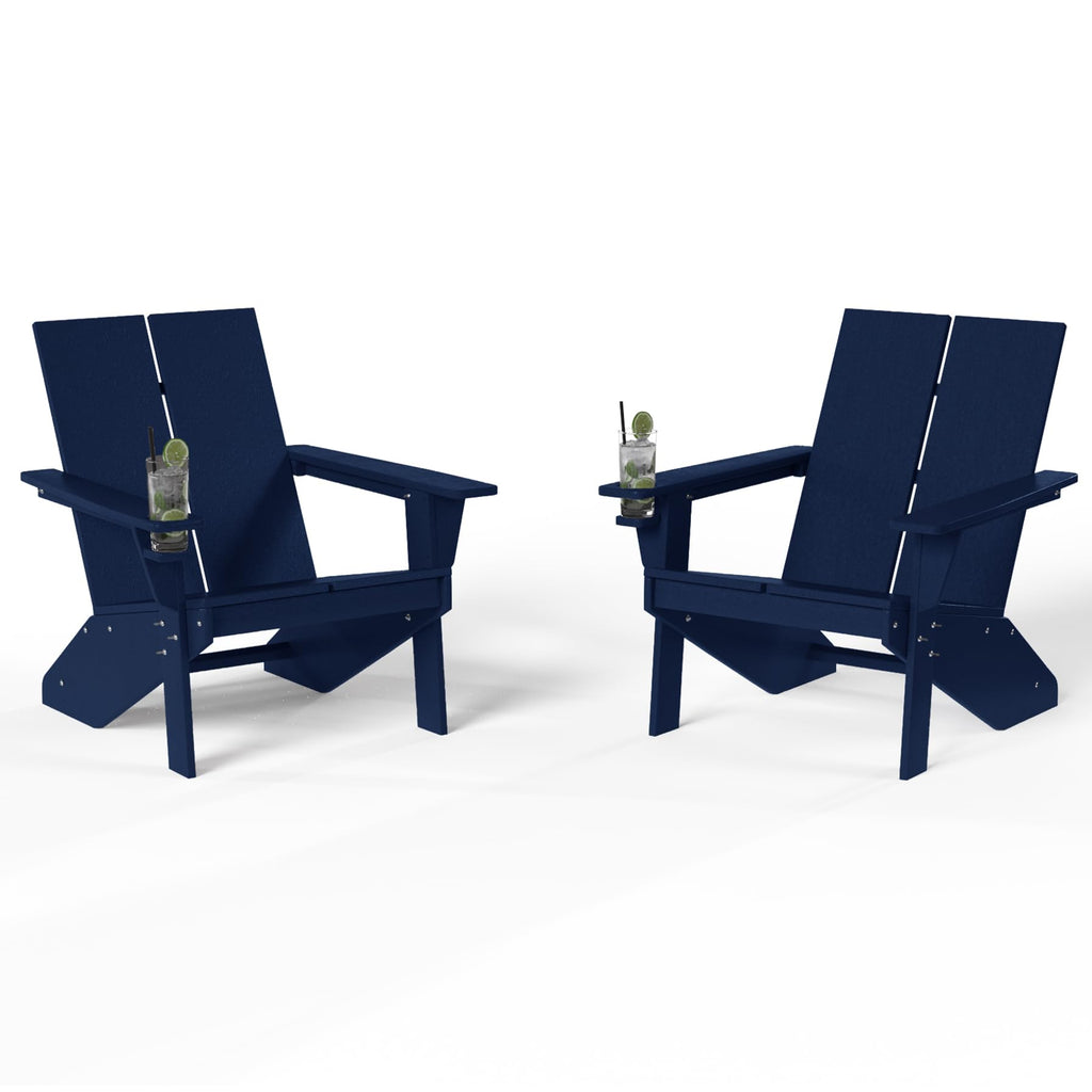 Navy Blue HDPE Outdoor Chair Set of 2 H47879
