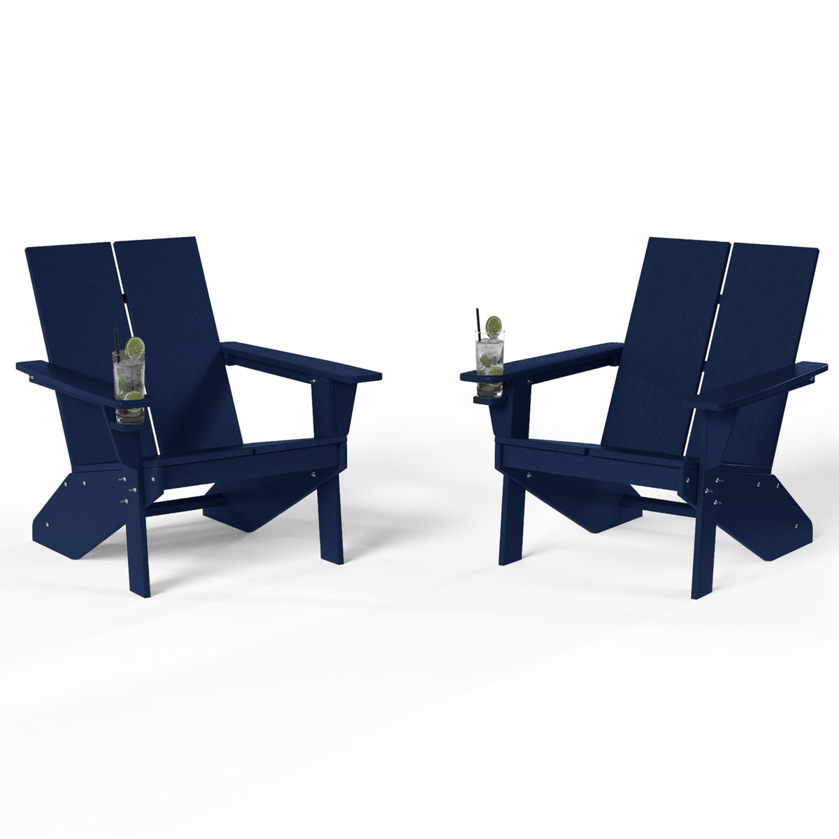 Navy Blue HDPE Outdoor Chair Set of 2 H47879