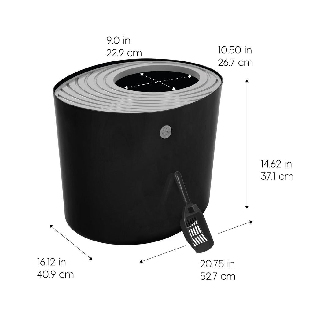 Top Entry Cat Litter Box, Large, Black/Gray O147