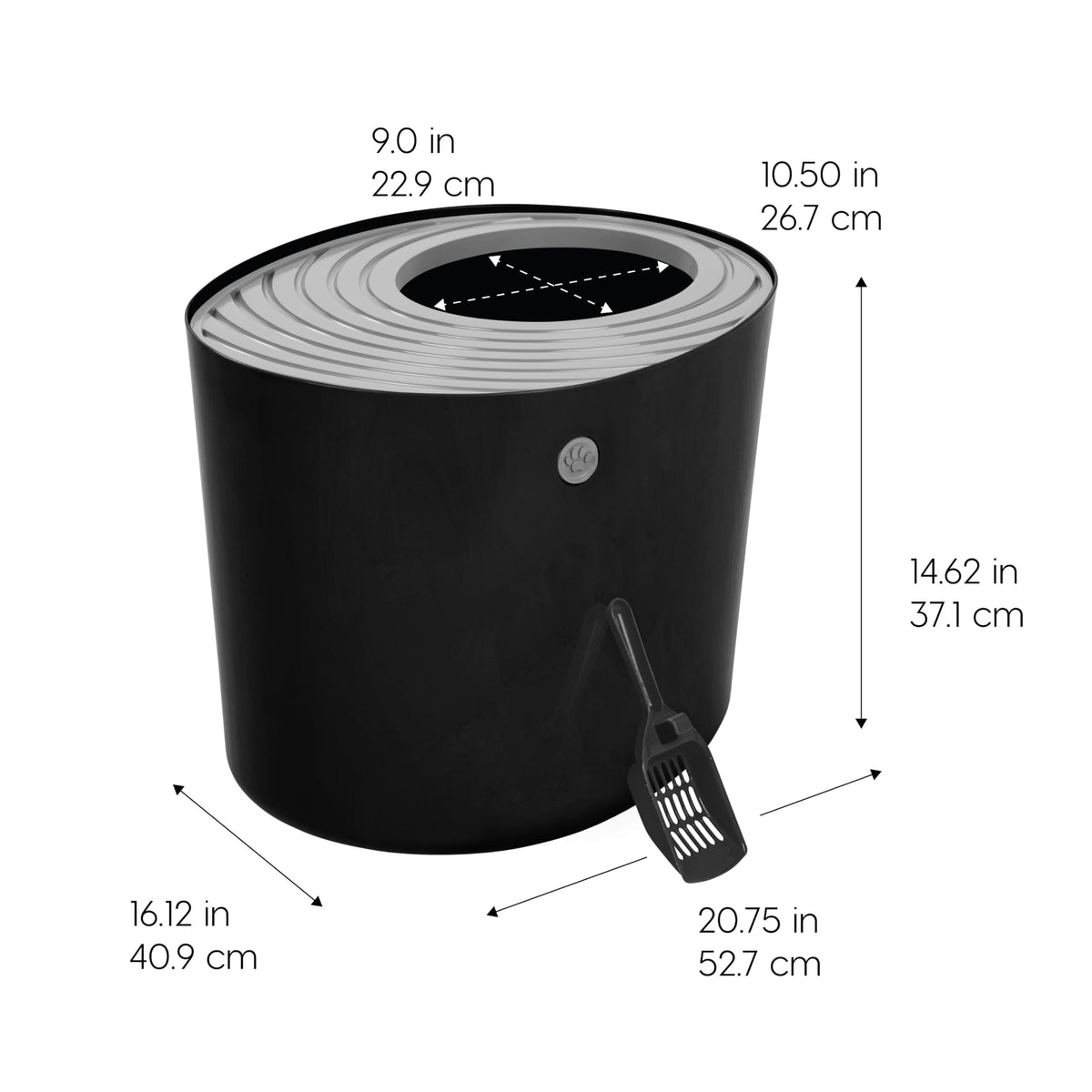 Top Entry Cat Litter Box, Large, Black/Gray O147