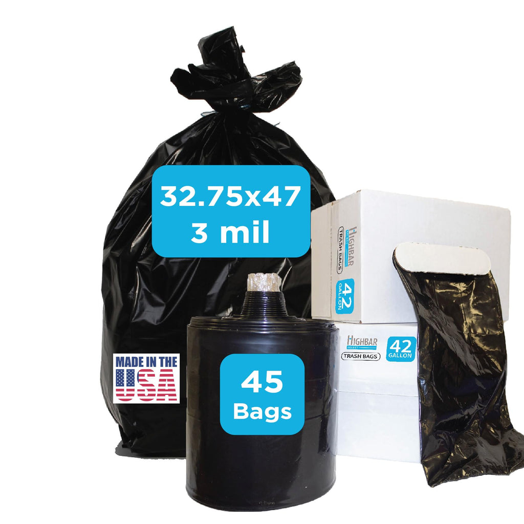 42 Gallon 3 MIL Black Heavy Duty Contractor Bags M856