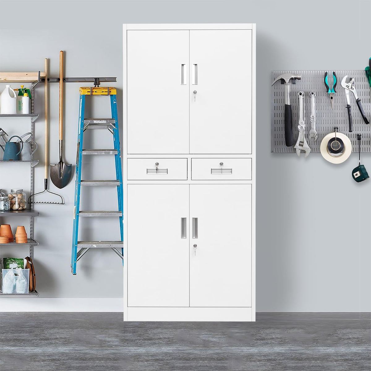 Metal Storage Cabinet with Adjustable Shelves and Drawers V834