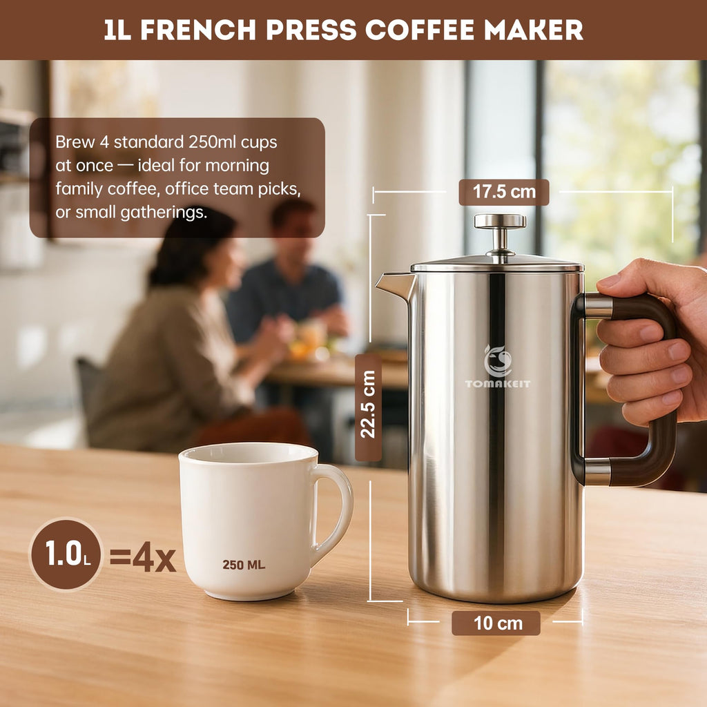 1L Stainless Steel French Press Coffee Maker D709