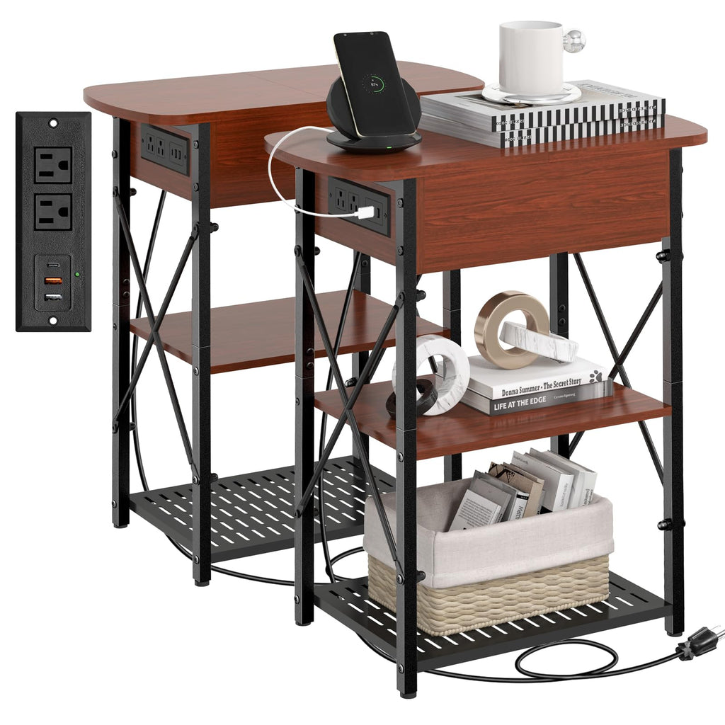 Narrow Side Table with Charging Station, Set of 2 A97258