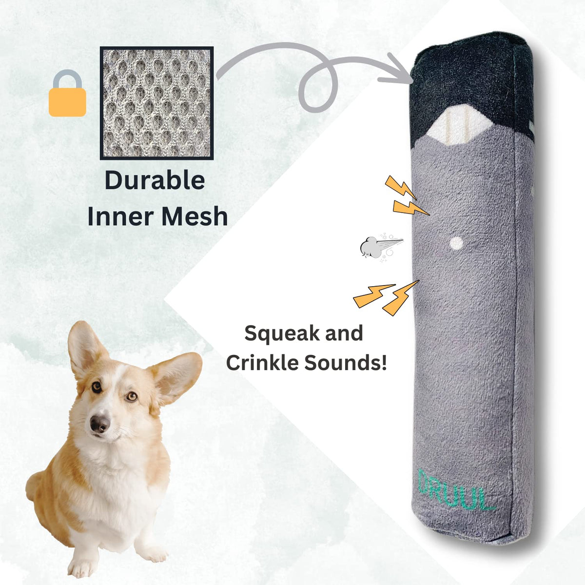 Plush Squeaky Crinkle Dog Toy M602054