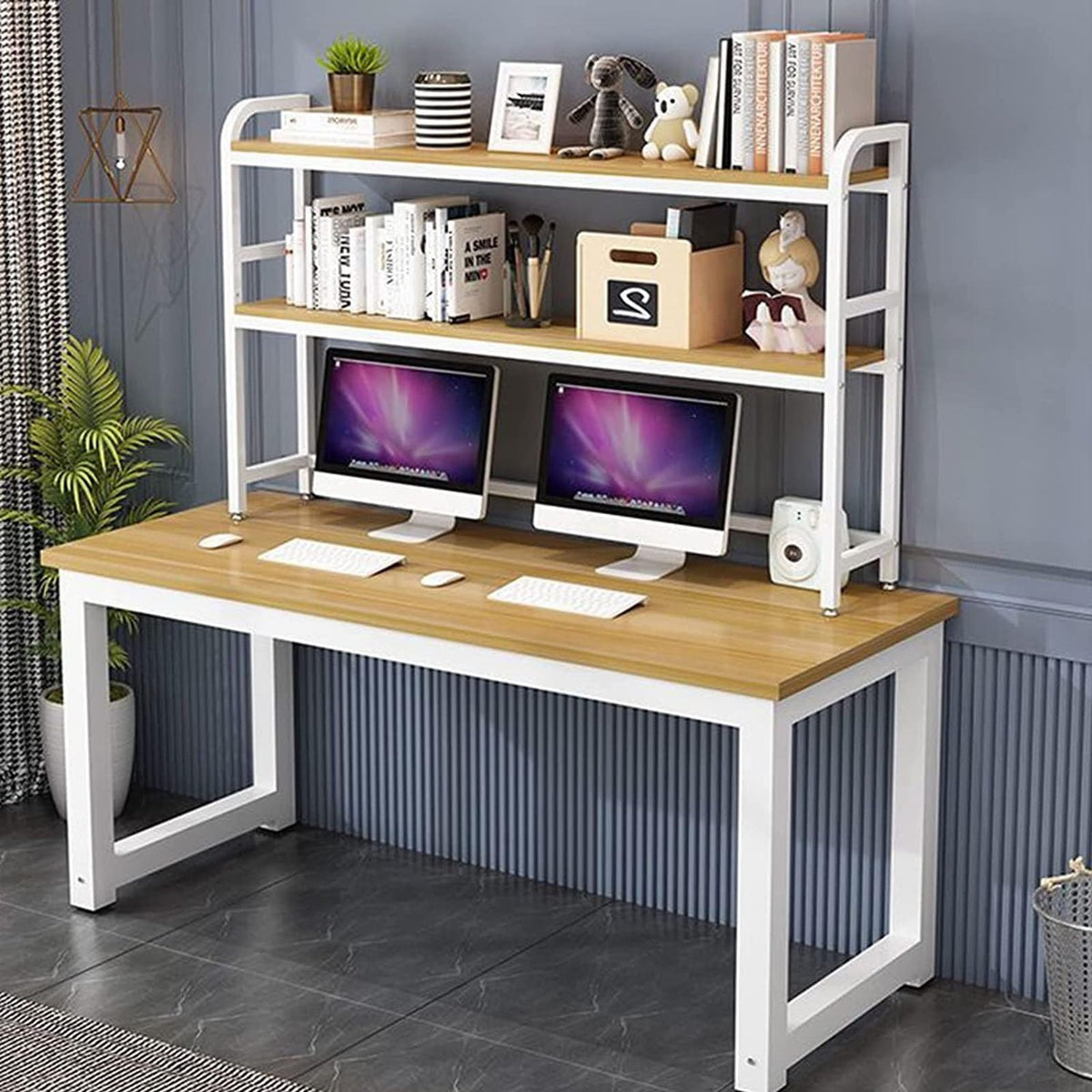 Adjustable Wood and Metal Desktop Bookshelf V3645