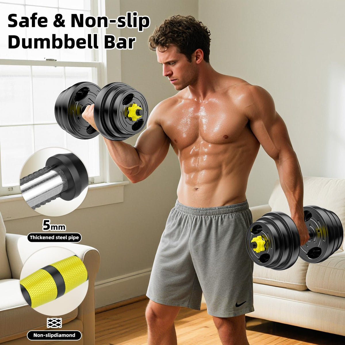 Adjustable Dumbbell Set 10-90lbs Free Weights X29589