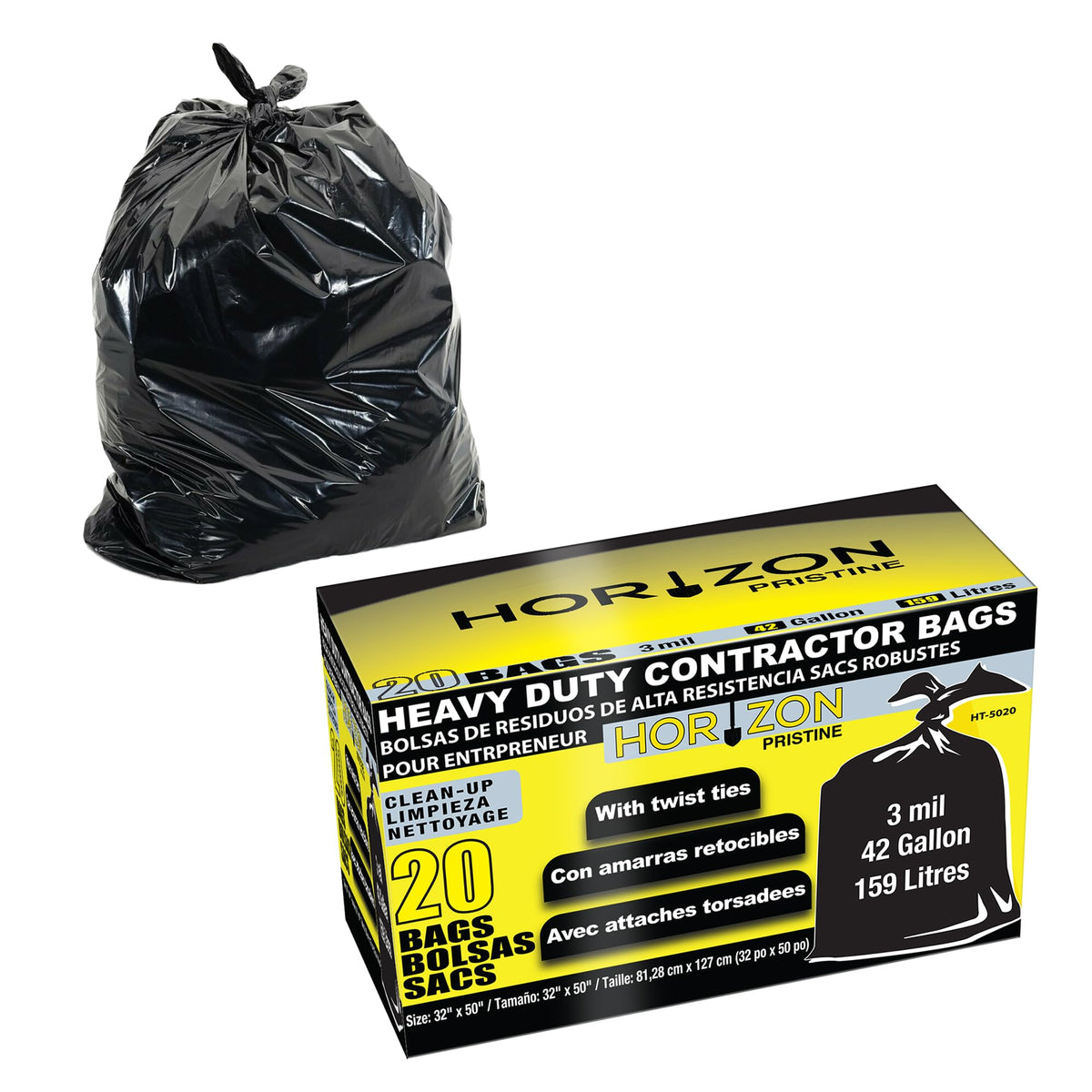 42 Gallon 3 Mil Black Heavy-Duty Trash Bags Z203