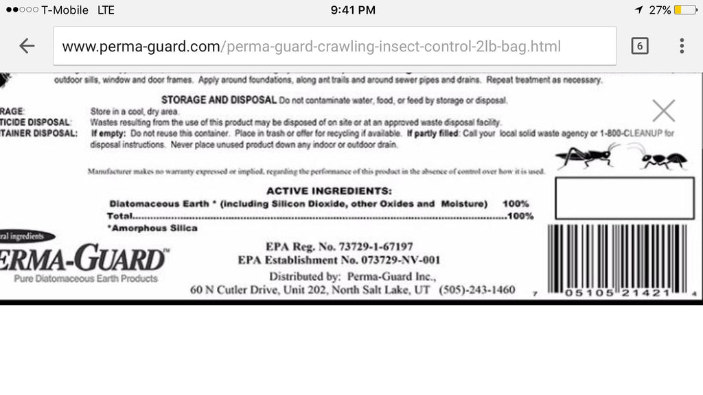 Diatomaceous Earth Powder 2 Pound Bag V1582