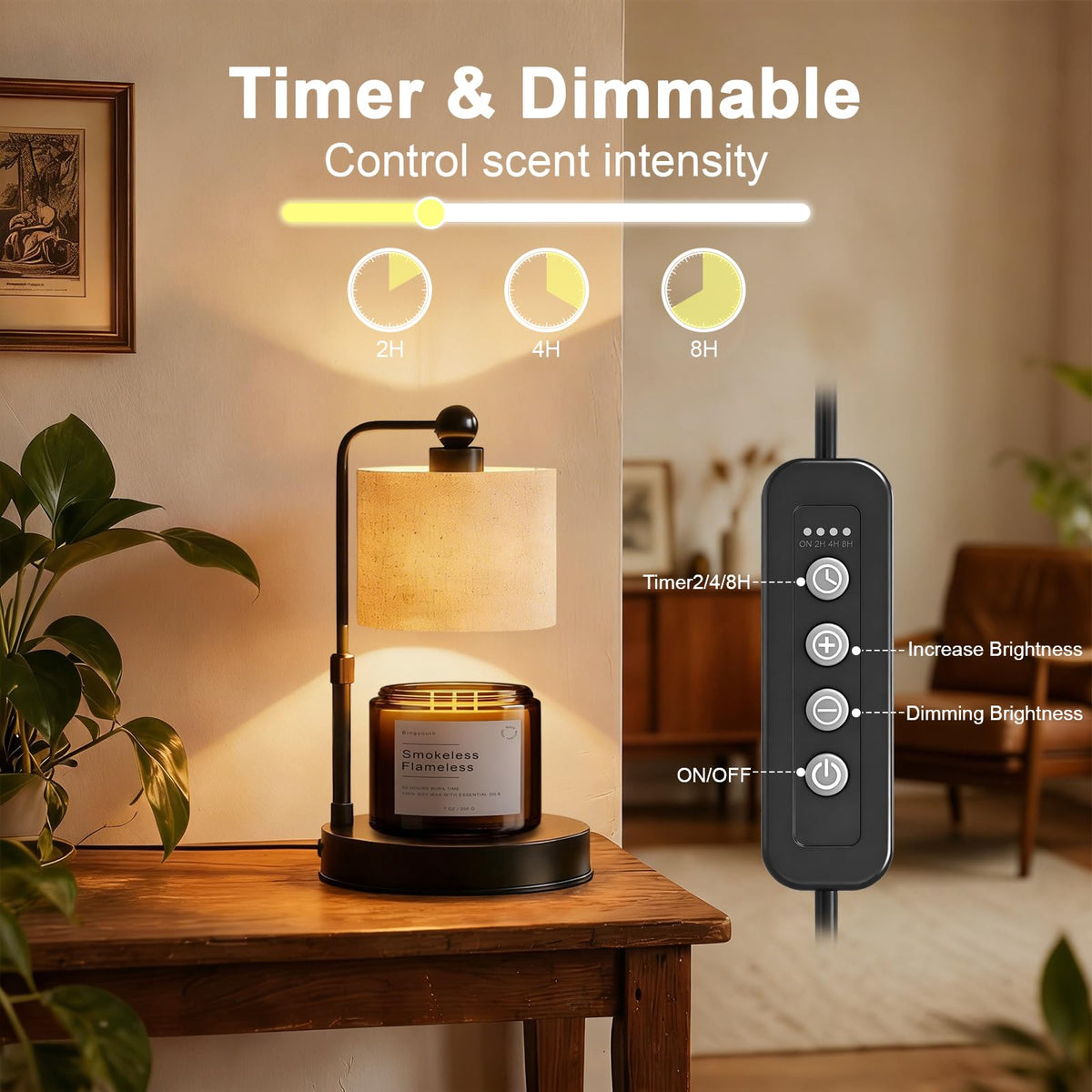 Black Dimmable Candle Warmer Lamp with Timer V940