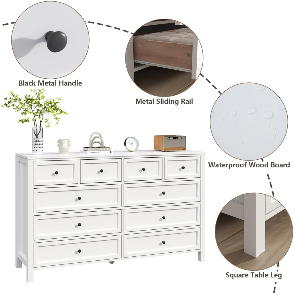 White 10 Drawers Dresser Y767011