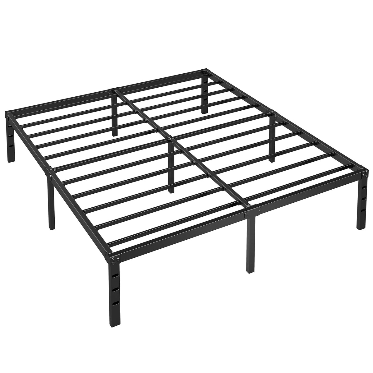 Black Metal Platform Bed Frame Full Size, 18 Inch Height with Underbed Storage V3820