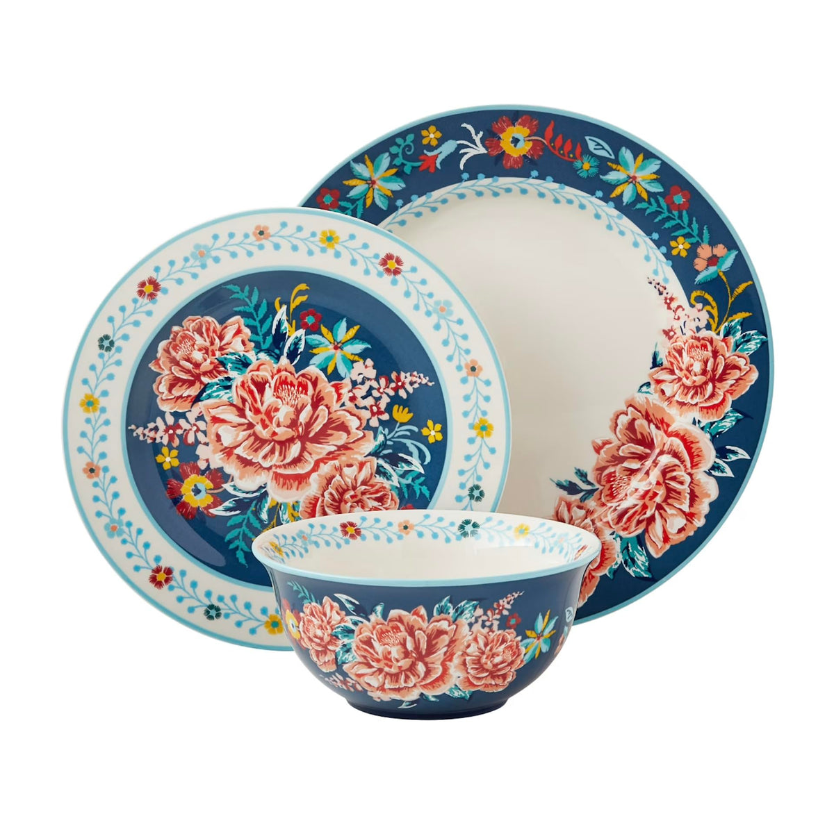12-Piece Floral Stoneware Dinnerware Set J676564