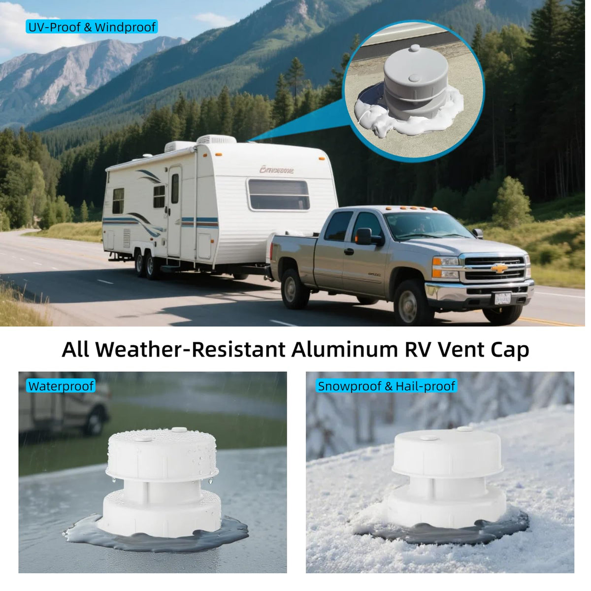 Aluminum RV Sewer Vent Cap with Screen J2544