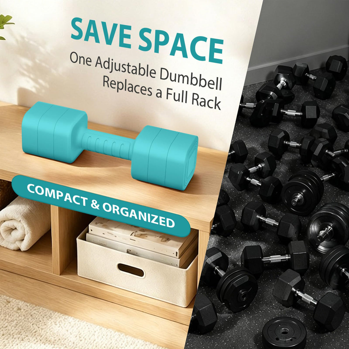 Adjustable Dumbbell Set of 2, 2.2-20LB Free Weights with Anti-slip Handle A34503