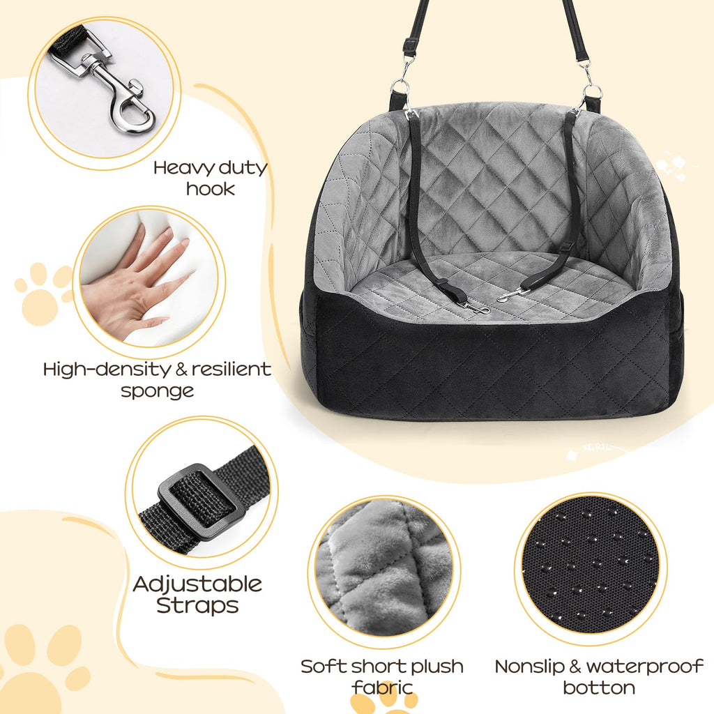 Dog Car Seat for Small Dogs Up to 30 Lbs, Grey-Black E513331