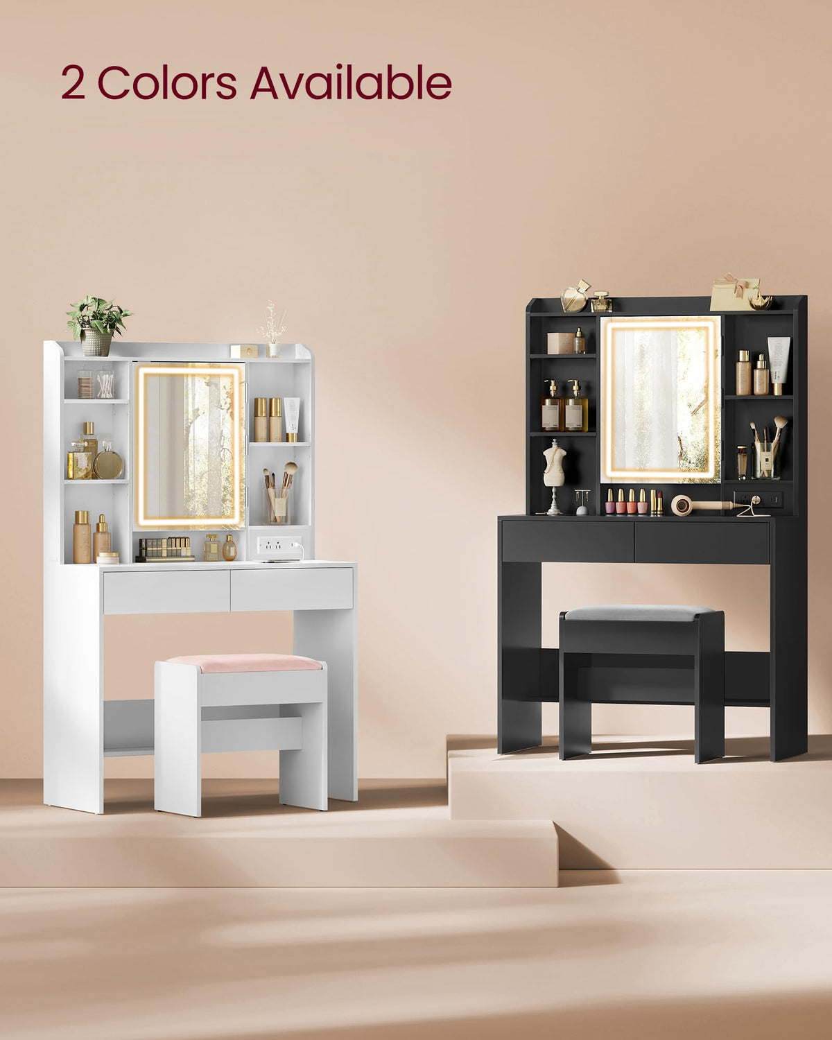 Vanity Desk with Mirror and Lights B95571